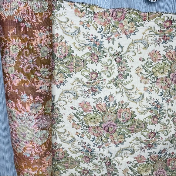 Vintage retro French woven thick upholstery tapestry floral fabric bolt roll - Picture 3 of 8